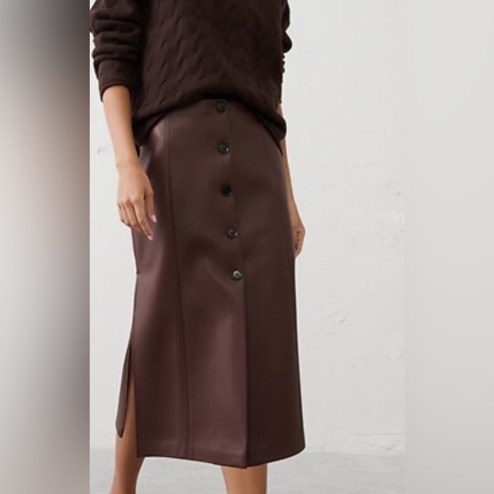 NWT VEGAN LEATHER MIDI SKIRT